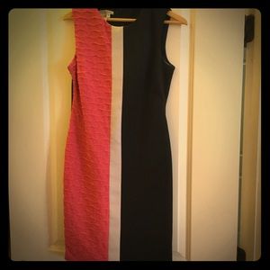 LAST CALL - Maggy London Midi Color Block Dress